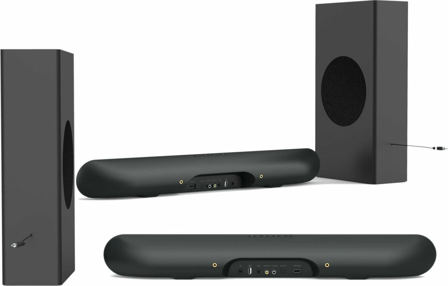 Soundbar Mozos Cinema 2.1 80W RMS/160W peak Bluetooth 5.0 HDMI ARC, e zezë, set me subwoofer + telekomandë