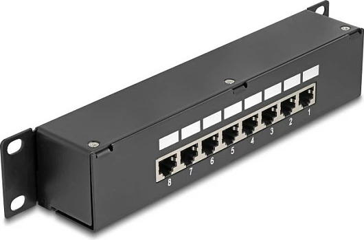 Patch panel DeLOCK 10", Cat6, 8 porta RJ45, 1U, i zi