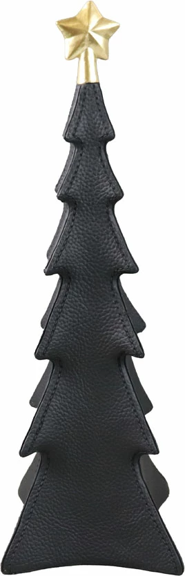 Dekor pemë Krishtlindjesh, ngjyrë e zezë me yll të artë, 13x13x39.5cm