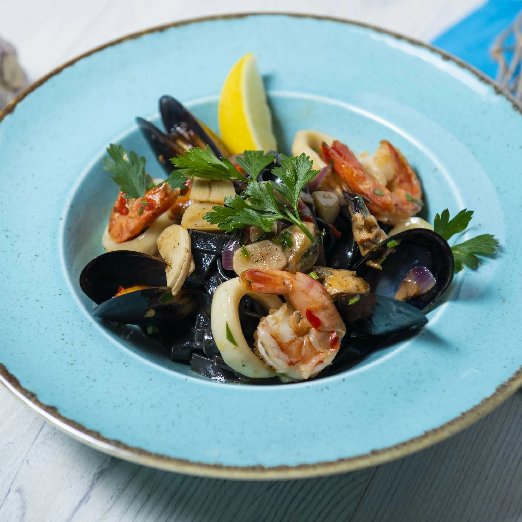 Pjatë për pasta Porland Seasons Laguna Ø260 mm, 500 ml, porcelan, kaltër e qiellit, set 6 copë