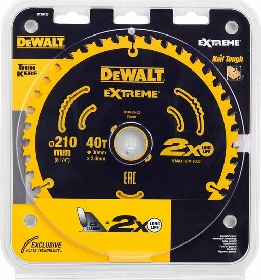 Disk sharrë rrethore DeWalt Extreme DT20433 210 x 30 mm, 40 dhëmbë, për dru