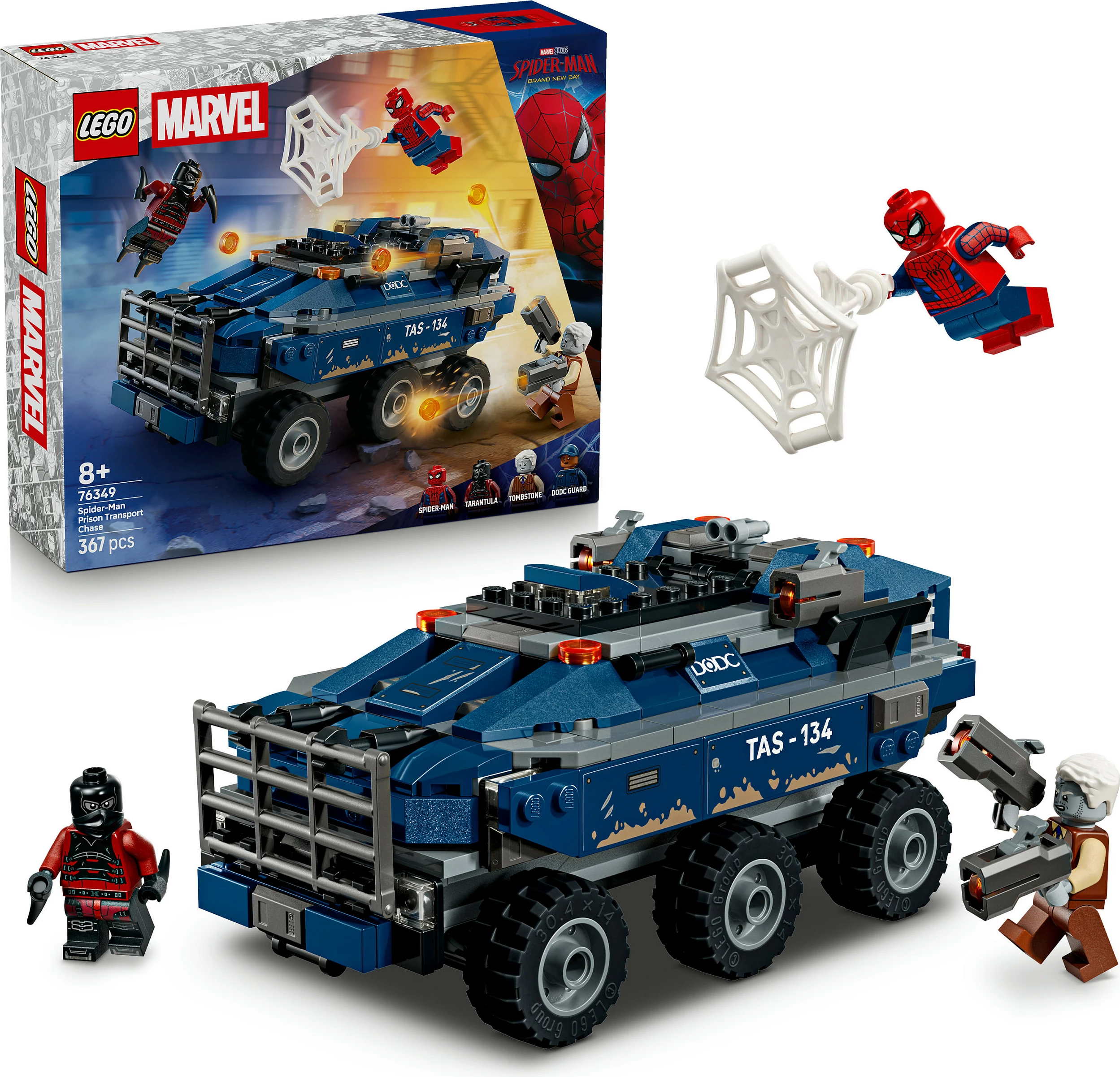 Set ndërtimi LEGO Marvel 76349 Spider-Man Prisoner Transport Chase, 367 pjesë, multikolor
