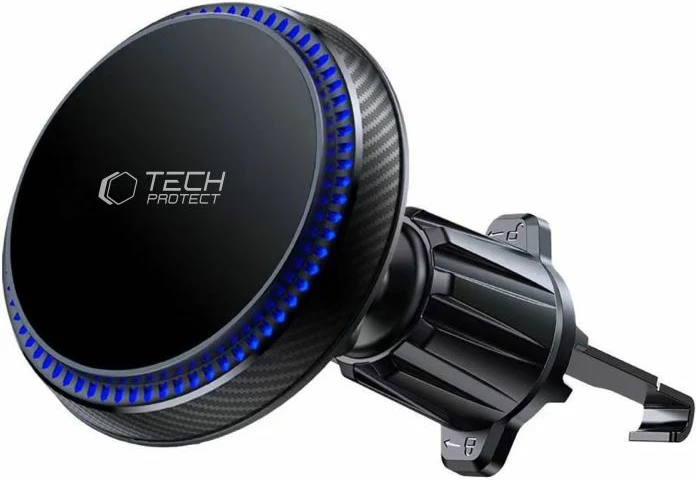 Mbajtës magnetik për celular me karikues wireless Tech-Protect MM15W-V4, për ventilim makine, 15W, i zi