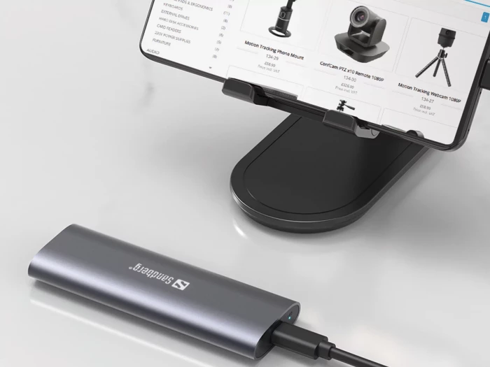 Kasë Sandberg 136-39 për SSD M.2 NVMe, USB 3.2 Gen 2 10Gbps, deri 4TB, gri e errët