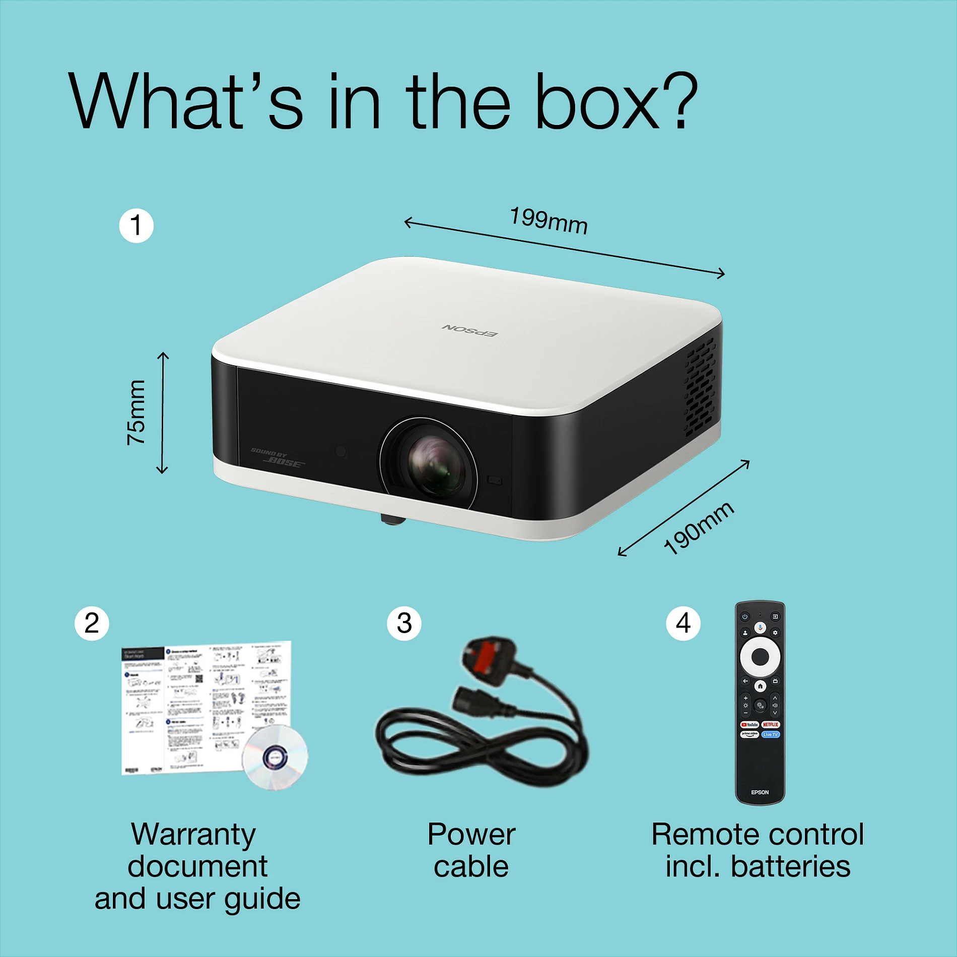 Projektor Epson EF-61W Full HD 1920x1080, 700 lumen, Wi‑Fi/Bluetooth, HDR, i bardhë