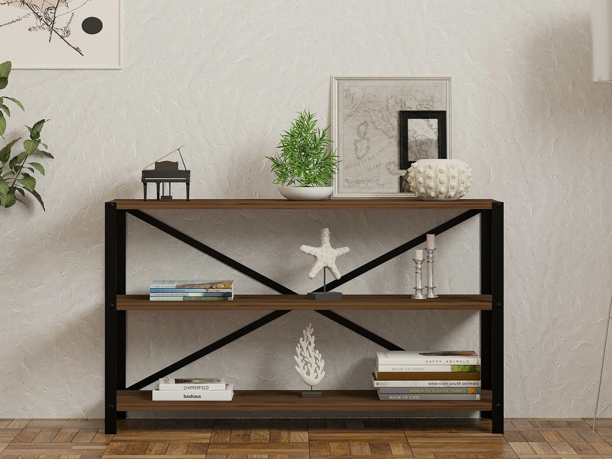 Raft librash industrial, ngjyrë arre, Hanah Home Derby