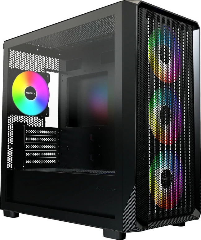 Kasë Montech X5M TG, Micro Tower, RGB, e zezë