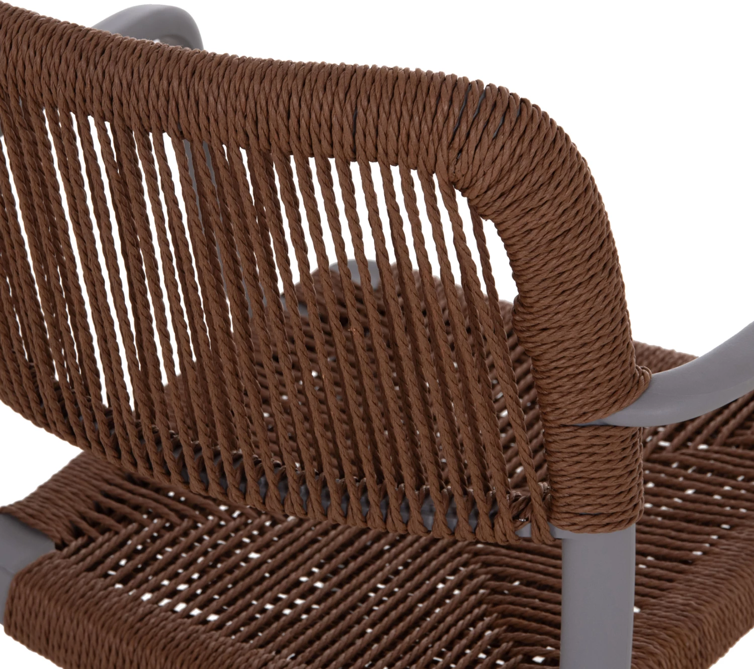 Karrige për jashtë STRIDER, polipropilen gri, litar kafe, 57x53x80cm