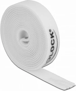 Shirit Velcro DeLOCK 2 m x 15 mm, i bardhë
