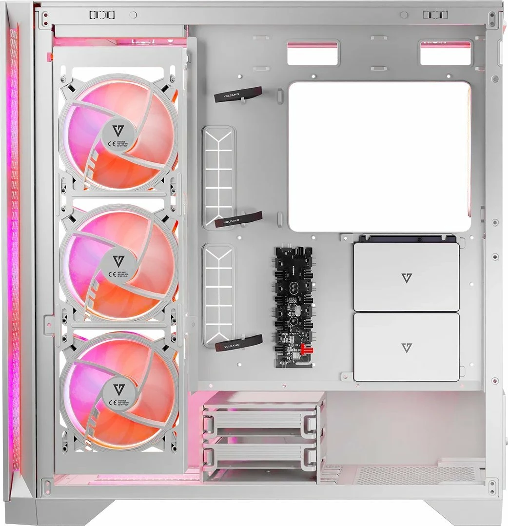 Kasë Modecom Volcano Expanse T Apex ARGB (AT-EXPANSE-TG-20-000000-0002), Midi Tower ATX/mATX/ITX, 4x 140mm ARGB, USB-C, pa furnizues rryme, e bardhë