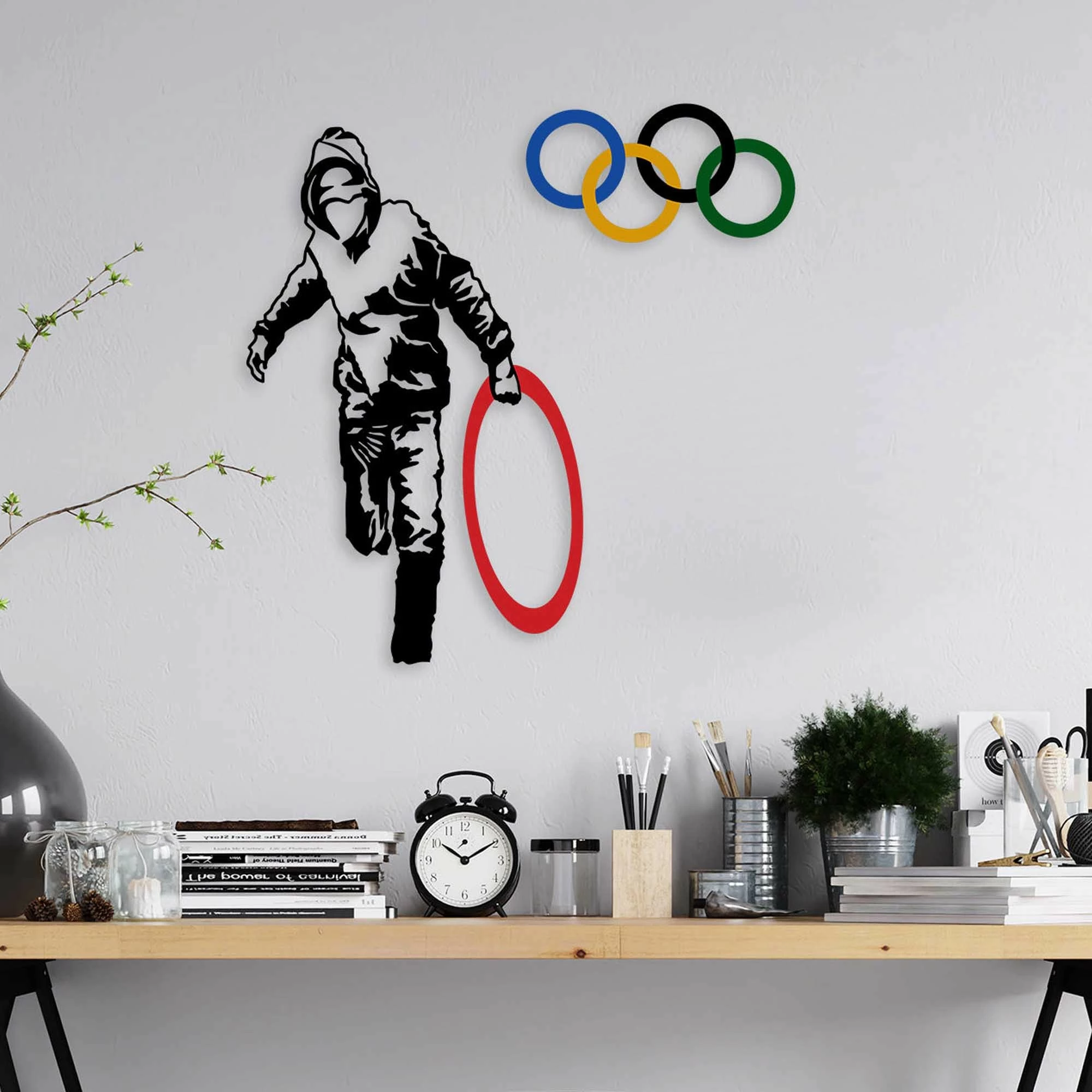 Aksesor dekorativ metalik për mur Wallity, Banksy - 7, shumëngjyrësh, 62x61cm