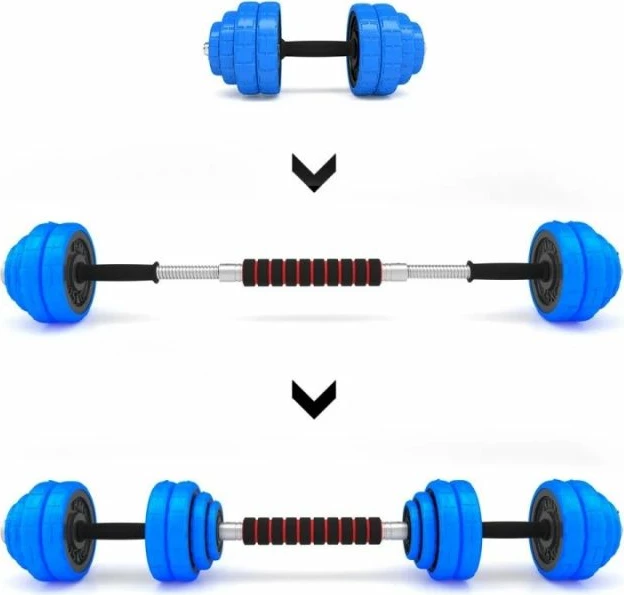 Set pesha 2-në-1 barbell dhe dumbbell HMS, unisex, argjend e kaltër