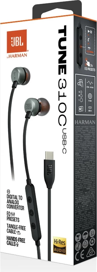 Kufje JBL Tune 310C USB-C, me mikrofon dhe komandë 3-butona, Pure Bass, e zezë