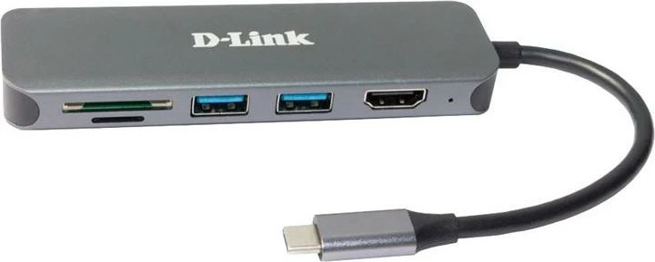 Hub USB-C, D-Link DUB-2327, HDMI 4K, 2x USB 3.0, SD/microSD, USB-C PD, gri