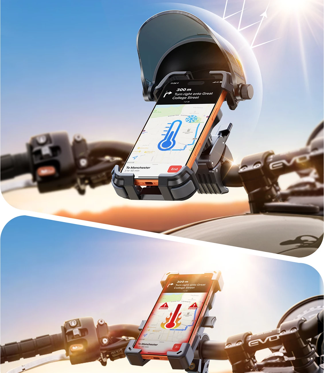Mbajtës telefoni për biçikletë Joyroom JR-ZS528, 4.7-7\", rrotullim 360°, me vizor dielli, i zi