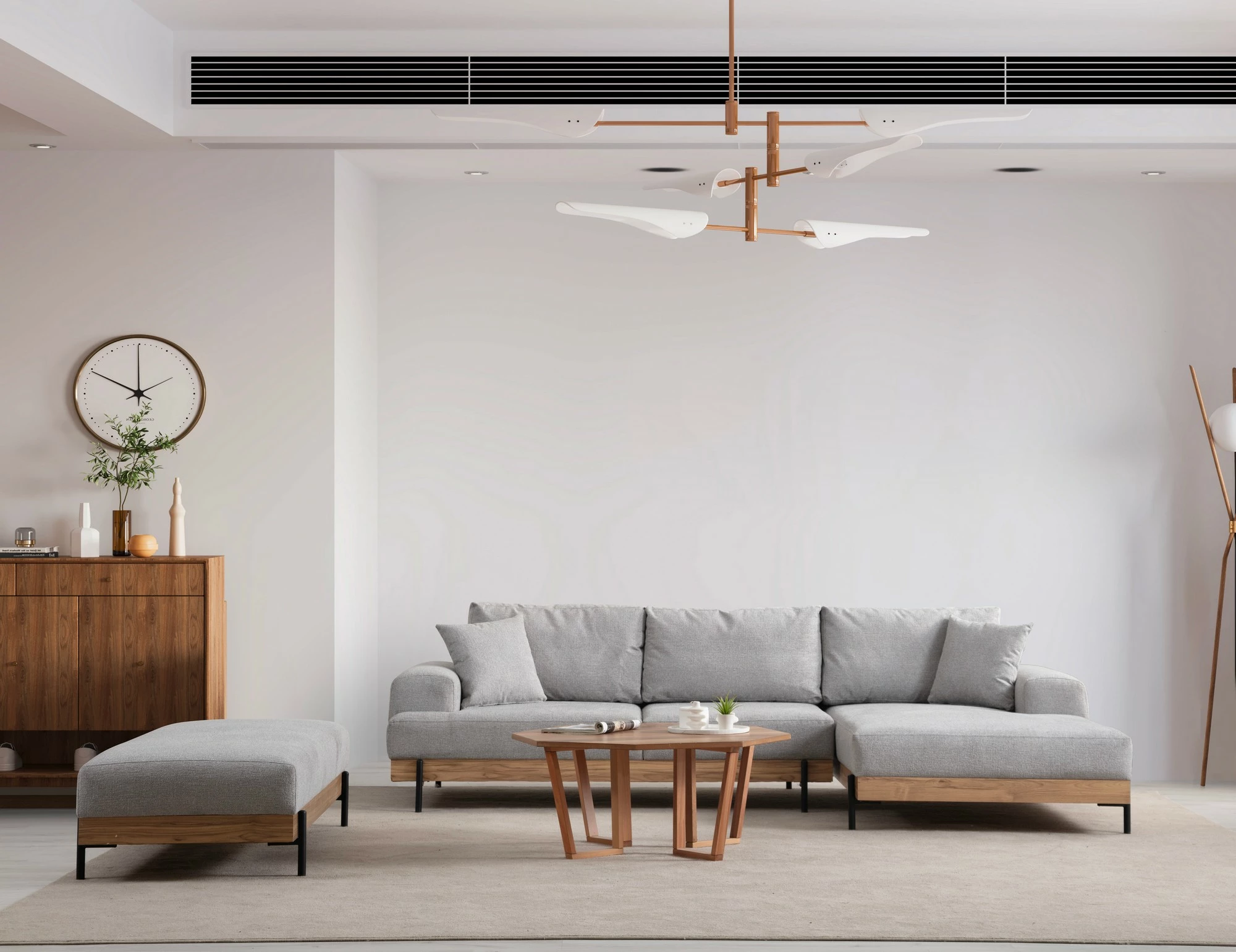 Këndare Atelier del Sofa, Eti Oak, e djathtë, ngjyrë gri