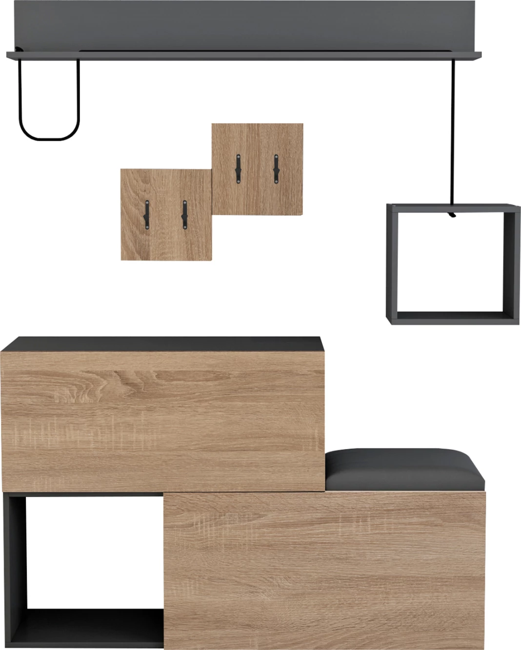 Set mobiljesh për hyrje CERB FH8957.11 melaminë në ngjyrë sonama-gri 120x20x72H cm