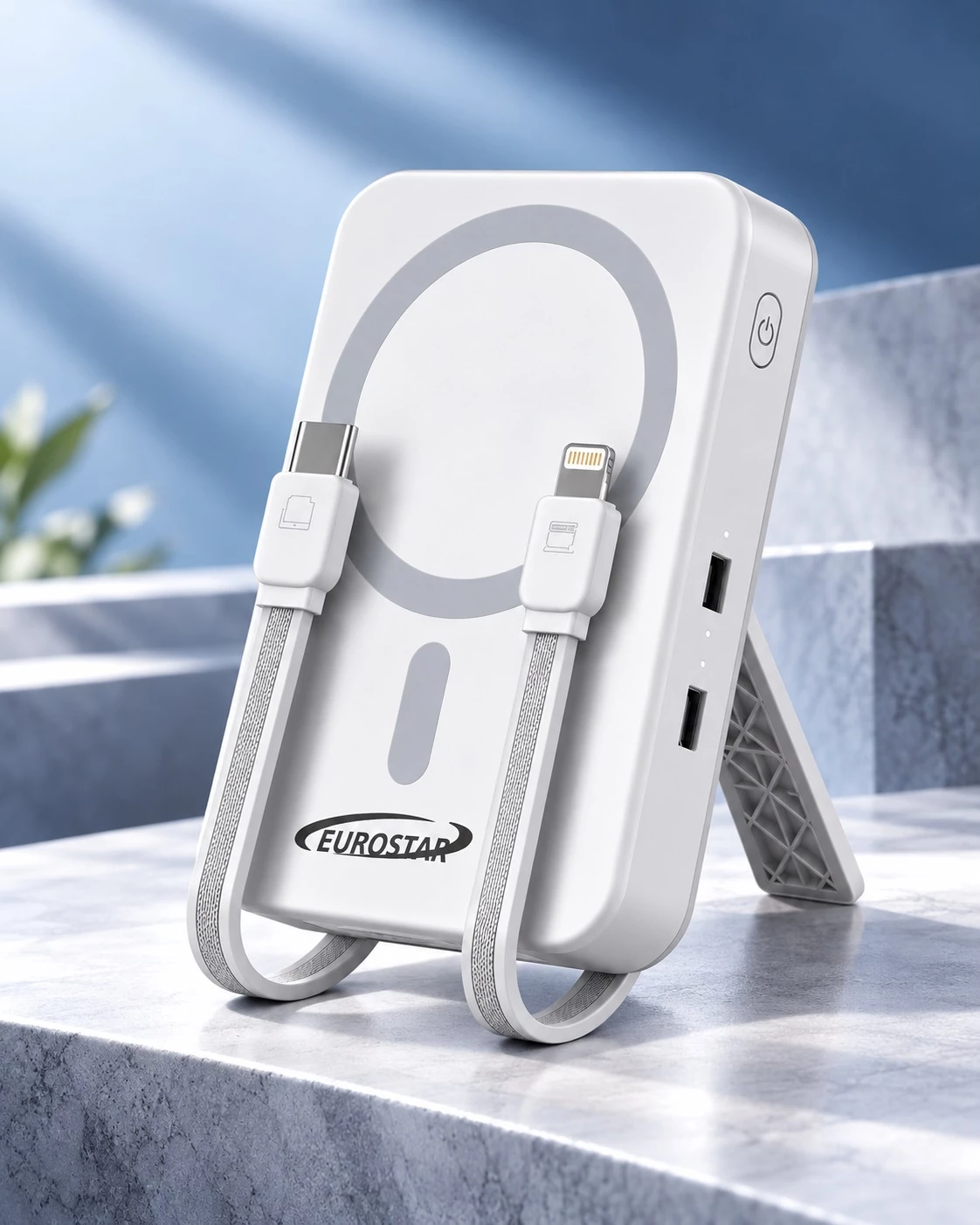Power Bank Eurostar MagSafe 10000 mAh me Kabllo të Integruara dhe Mbajtëse 5