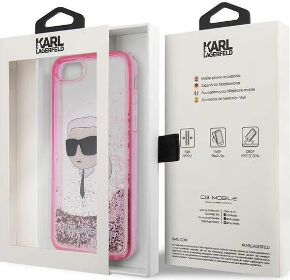 Mbështjellës Karl Lagerfeld KLHCI8LNKHCP për iPhone 7/8/SE 2020/2022, hardcase, rozë