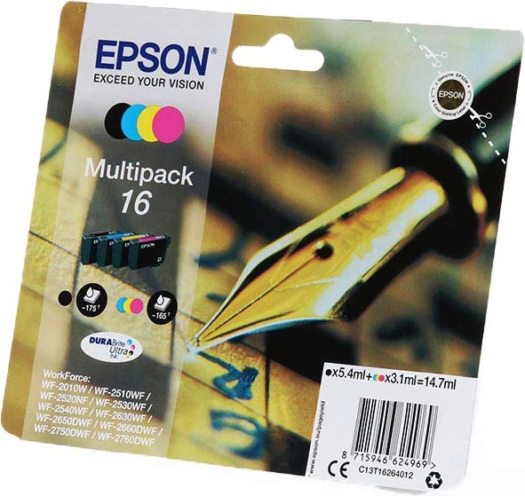 Kartutxh boje Epson 16 C13T16264012, DURABrite Ultra, 14.7 ml gjithsej, Black/Cyan/Magenta/Yellow, set 4 copë