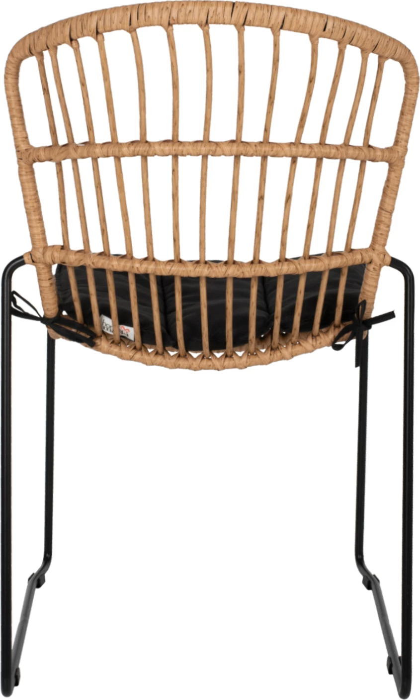 Karrige profesionale metalike, jastëk i zi, rattan natyral, 51.5x58x86 cm, FH5866.01