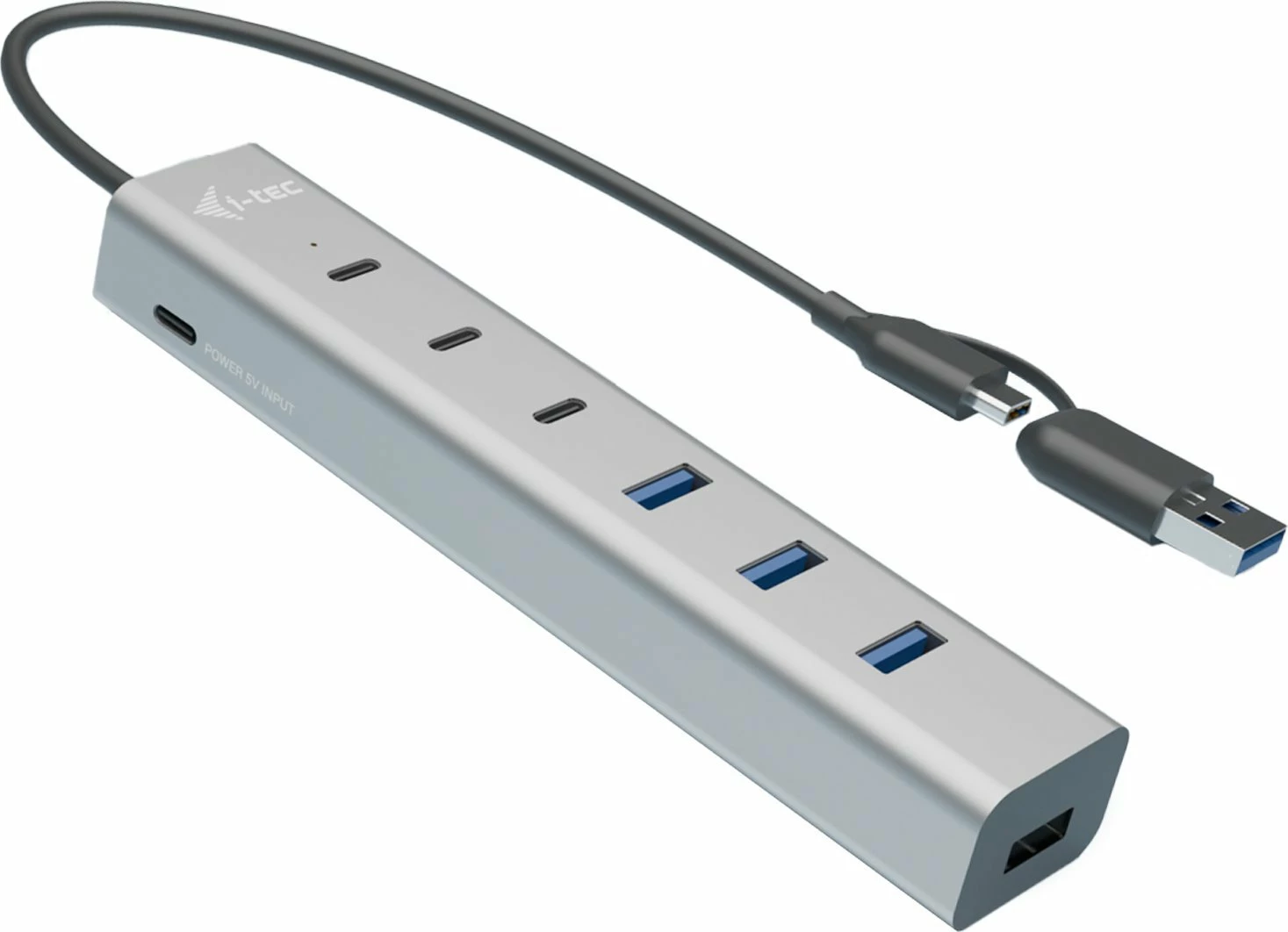 USB hub I-TEC CAHUBMETAL7 7 porte USB 3.2 Gen 1 (Type-A + Type-C) 0.3 m Gri