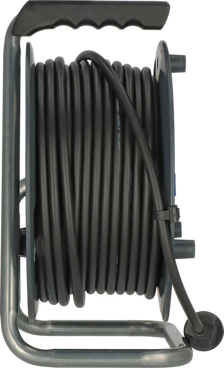 Tambur kablli Brennenstuhl 40m IP44, 3 prizë, H07RN-F 3G1.5, Type E, zi/blu/kuq