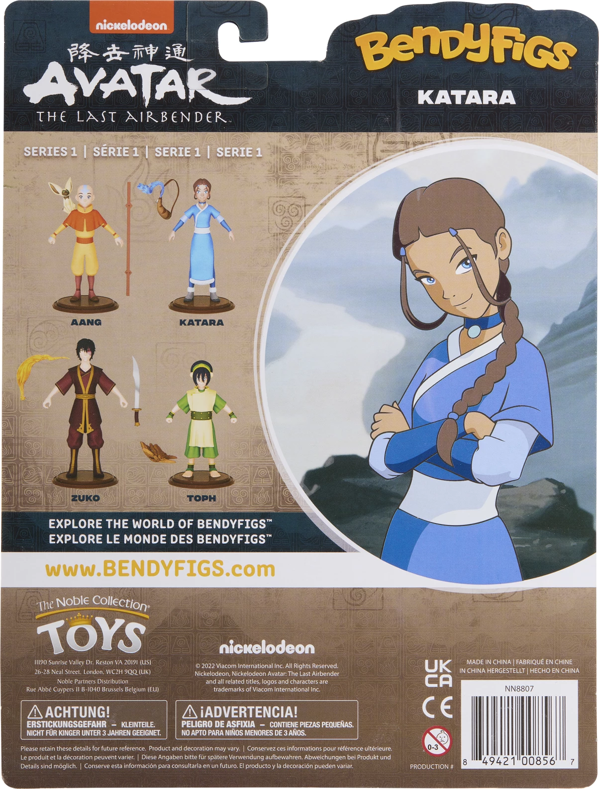 Figurinë koleksionuese Noble Collection Bendyfigs Katara 18 cm, blu, me stand