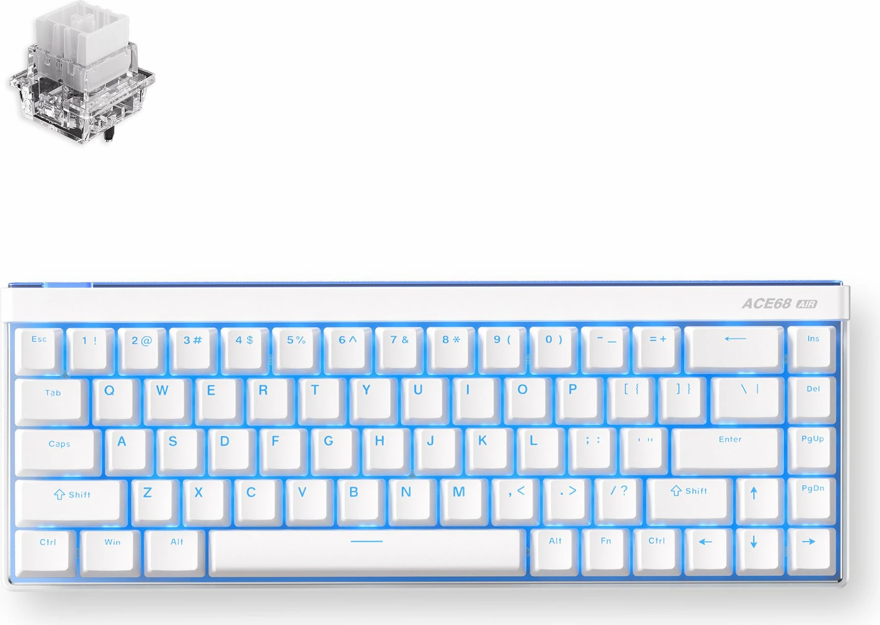 Tastierë gaming MCHOSE Ace 68 Air MC-Ace68Air-9, 65%, Hall Effect magnetike, RGB, USB wired, e bardhë