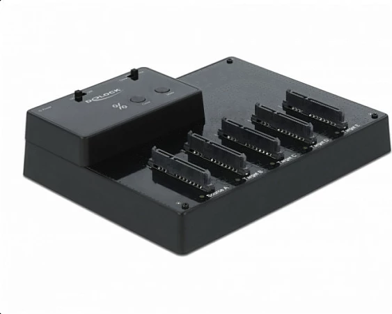 Docking stacion DeLOCK për 5x 2.5" SATA HDD/SSD, USB 3.2 Gen 1, funksion klonimi, i zi