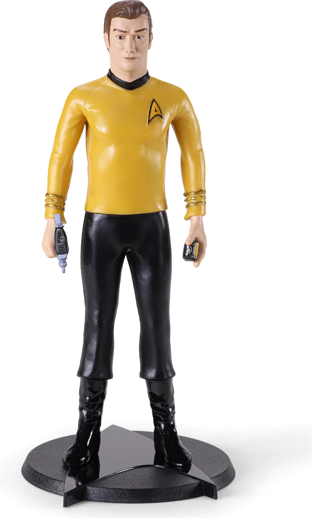 Figurë e lakueshme Noble Collection Bendyfigs Captain Kirk 19 cm, set me bazë + phaser + komunikator