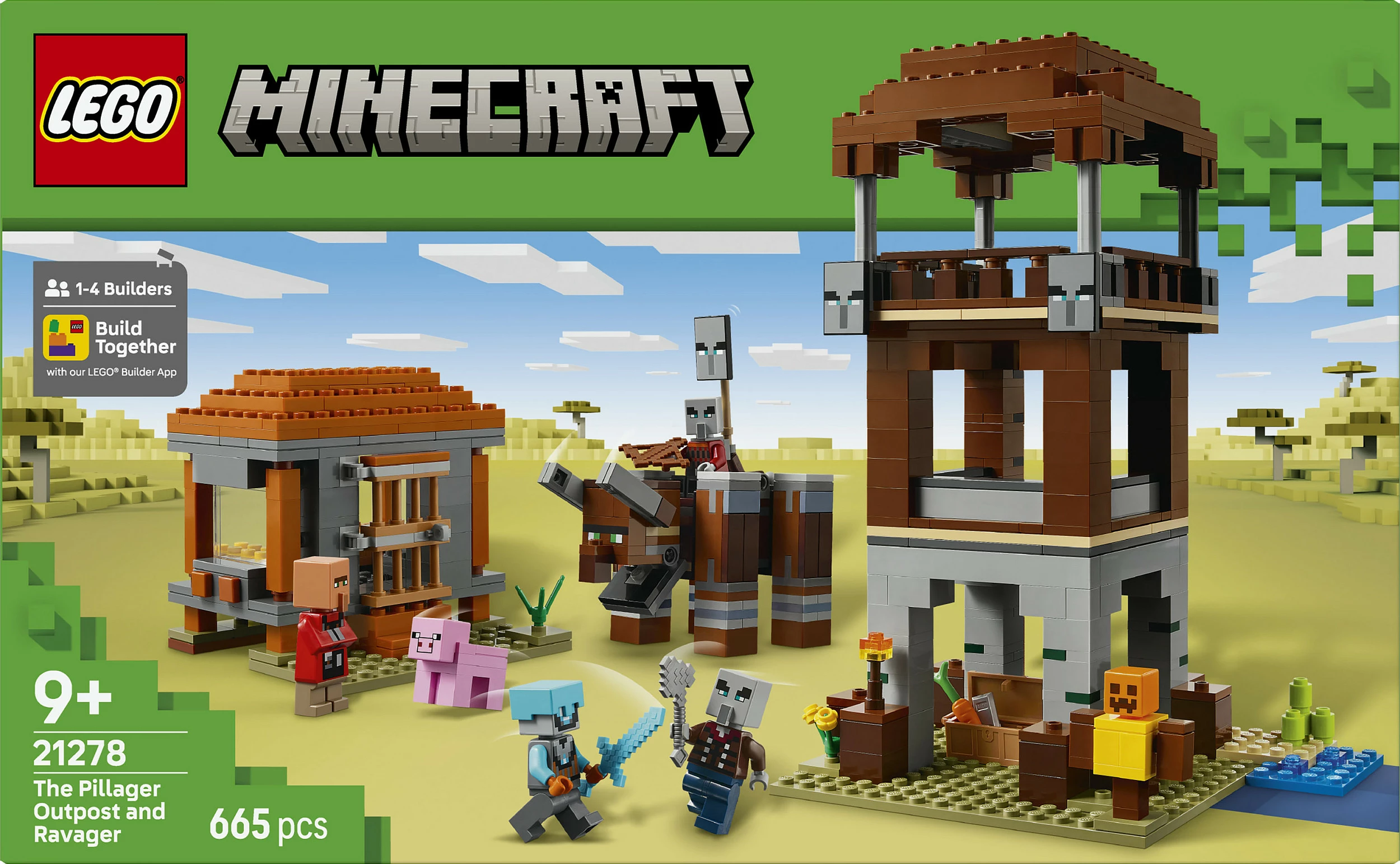 Set ndërtimi LEGO Minecraft The Pillager Outpost and Ravager 21278, 665 copë, shumëngjyrësh