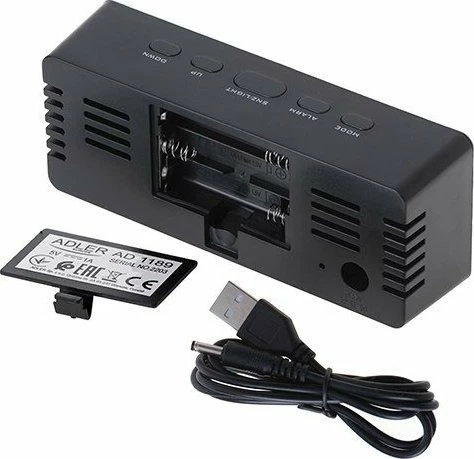 Orë alarmi digjitale Camry AD 1189B, LED display, USB, e zezë