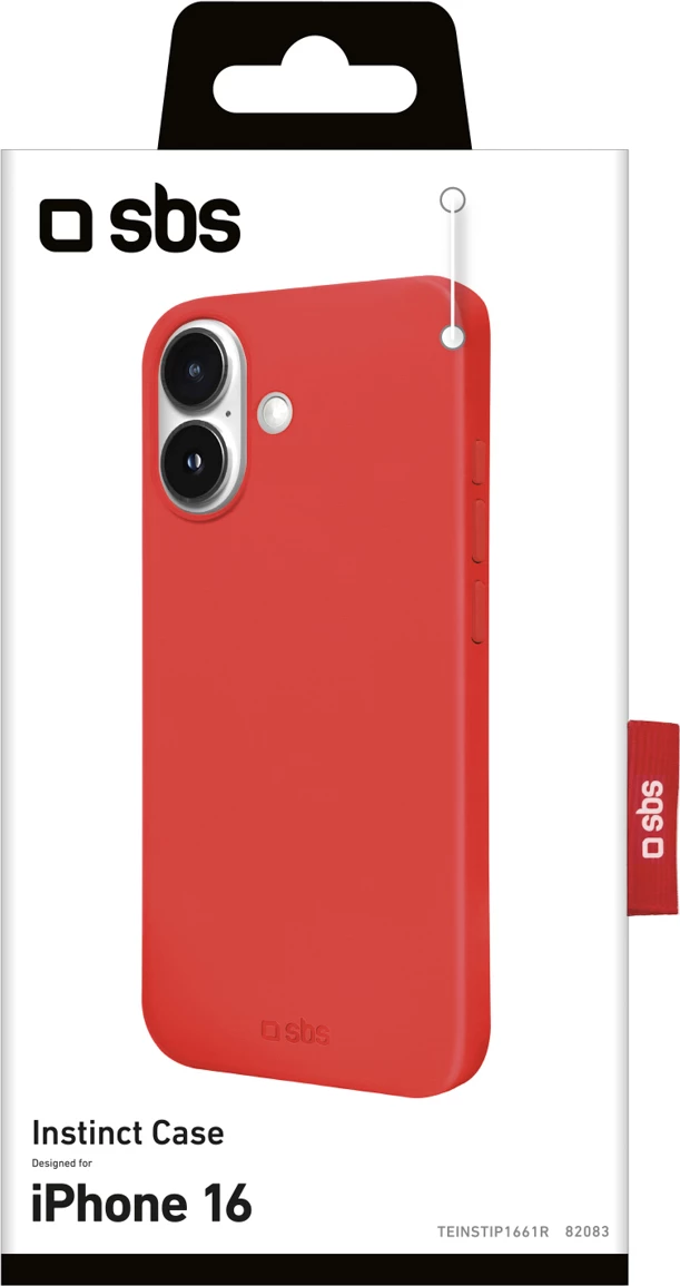 Mbështjellës SBS Instinct për iPhone 16, TPU me mikrofibër, 20 g, i kuq