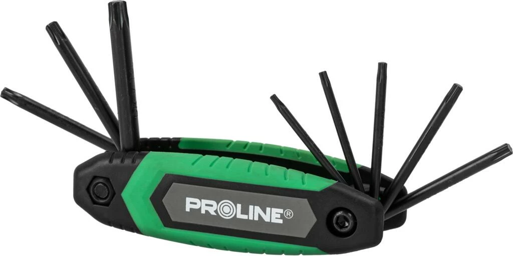 Garniturë çelësa Torx palosës Proline 48362 T9-T40, e zezë/gjelbër (8 copë)