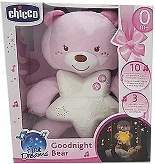 Arush nate me drita dhe melodi Chicco Night Bear 276696, rozë