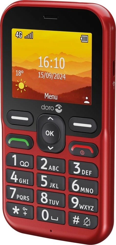 Celular Doro Leva L10, Single SIM, 2.4", 2 MP, 1150 mAh, Kuq