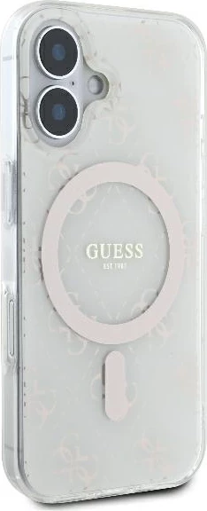 Mbështjellës Guess IML 4G Background MagSafe për iPhone 16, Bardhë