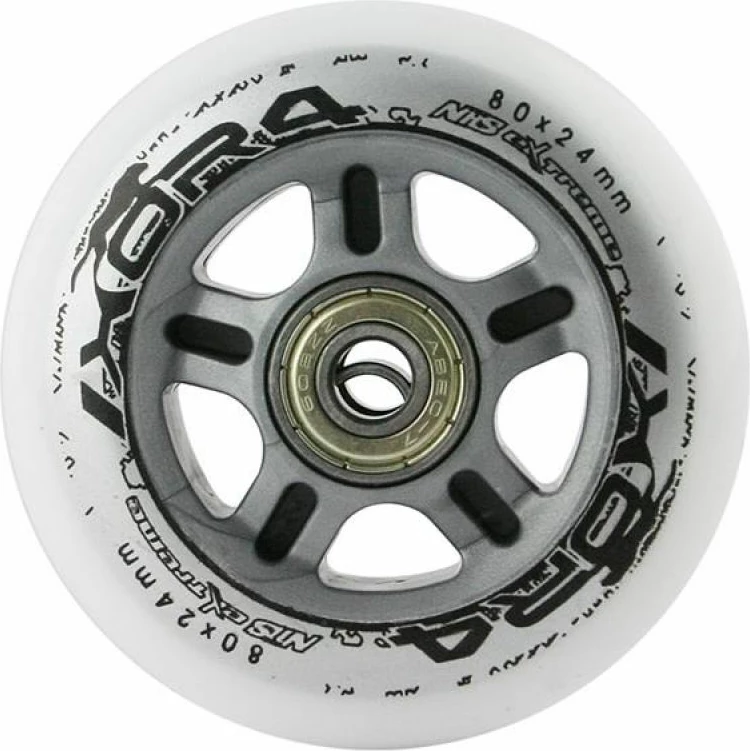 Set rrota PU dhe kushineta ABEC-7 Nils Extreme 80x24mm, të bardha