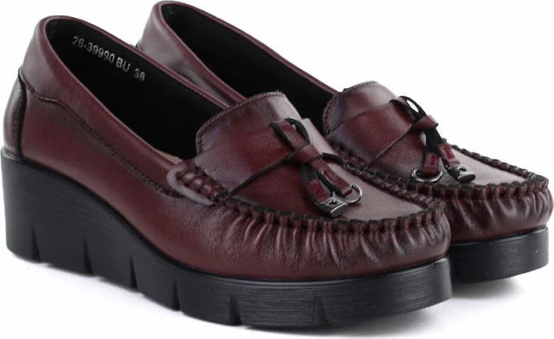 Mokasina platforme për femra Vinceza 39990, lëkurë, burgundy