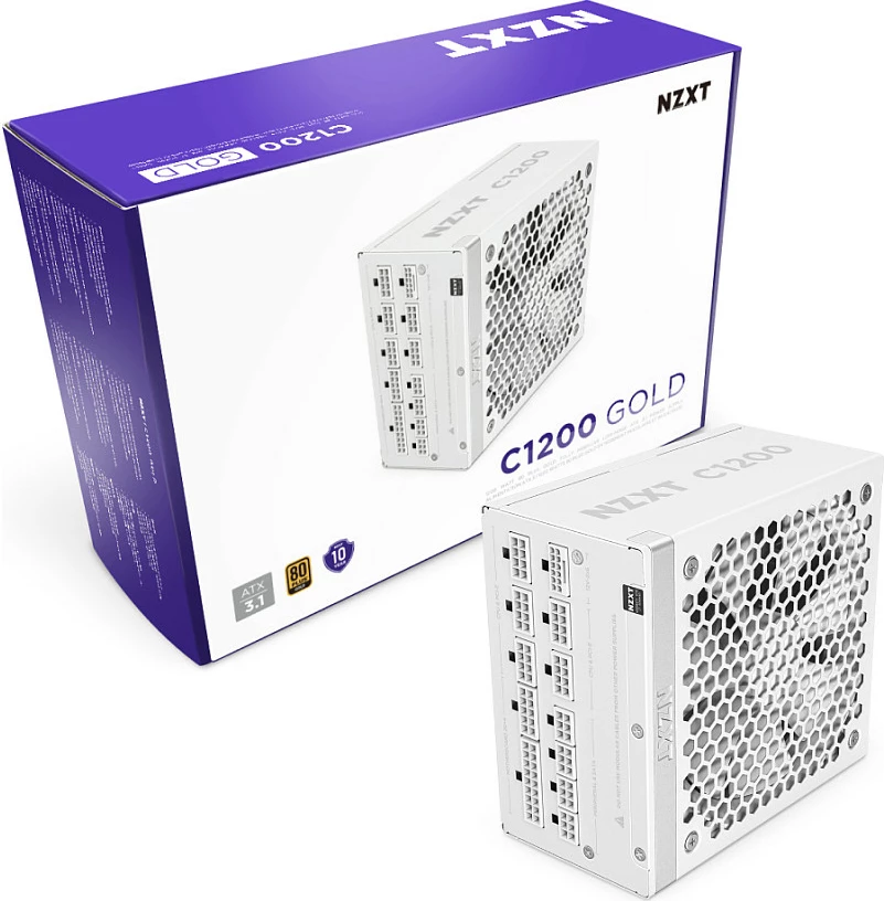 Furnizues rryme NZXT C Series C1200, 1200W, 80+ Gold, Fully Modular, ATX 3.1, i bardhë