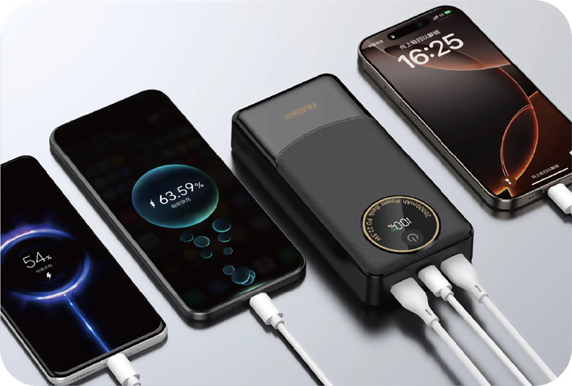 Powerbank Dudao K12Pro 20000mAh, 22.5W PD, 3 porta, e zezë