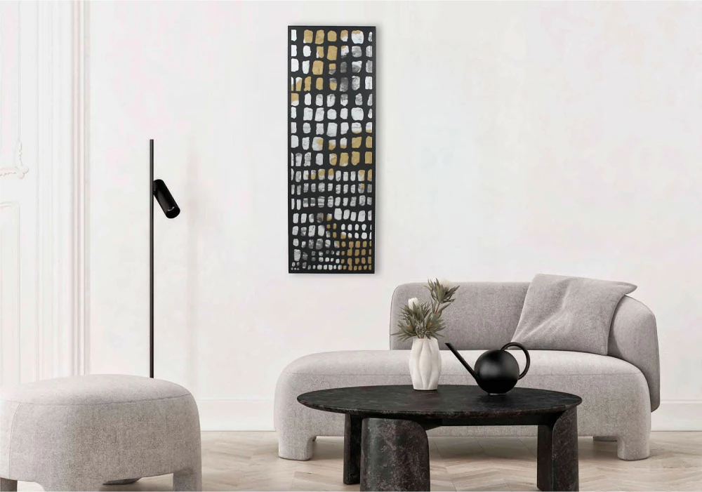 Pikturë dekorative Pic, metal e zezë, ar dhe MDF e bardhë, 40x120x2cm