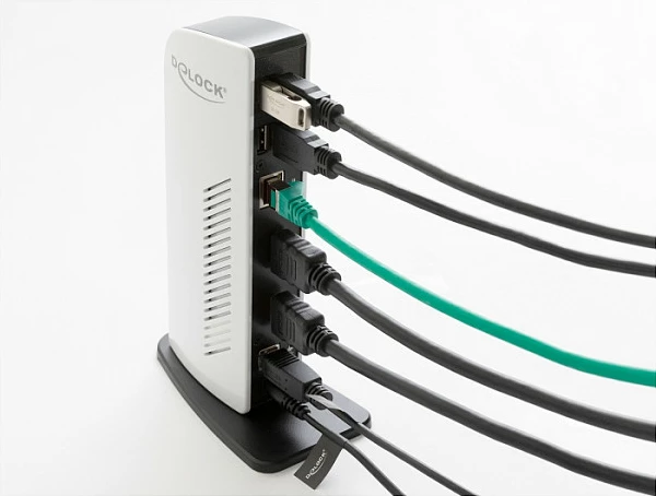 Docking station DeLOCK USB Dual HDMI, USB 3.2, LAN Gigabit, Audio 3.5 mm, e zezë/bardhë