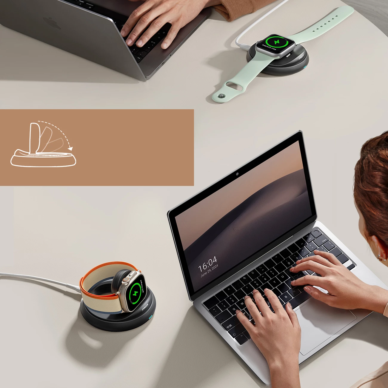 Karikues wireless i palosshëm për Apple Watch Joyroom JR-W12, MagSafe, USB-C, i zi