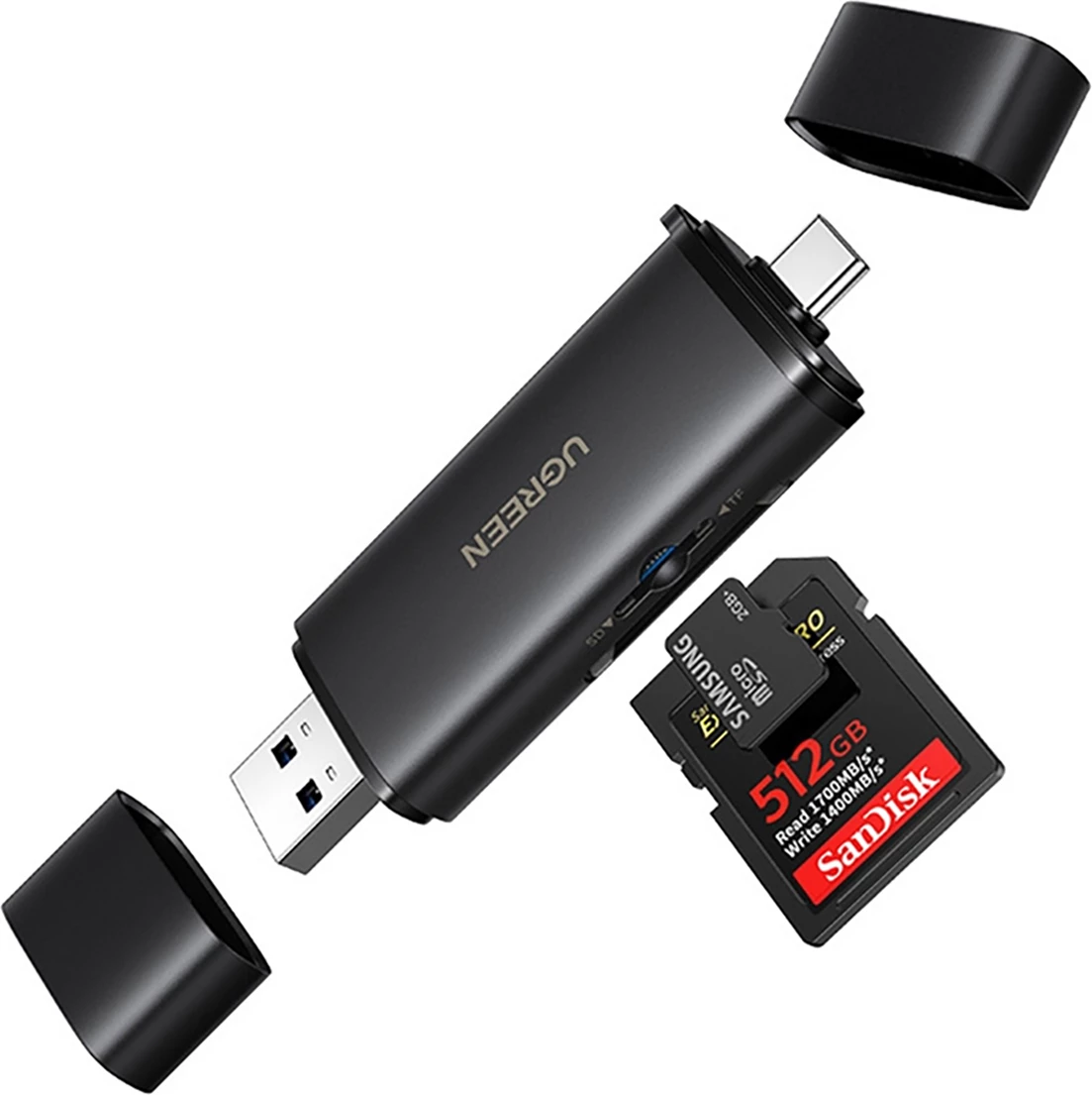 Lexues kartelash memorie Ugreen 65024 2n1 USB-C/USB-A SD 4.0 UHS-II, i zi