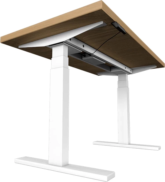 Tavolinë zyre sit-stand UVI 065031161292, 139x68 cm, rregullim lartësie 62-128 cm, ngarkesë max 125 kg, motor elektrik, e bardhë/lis natyral