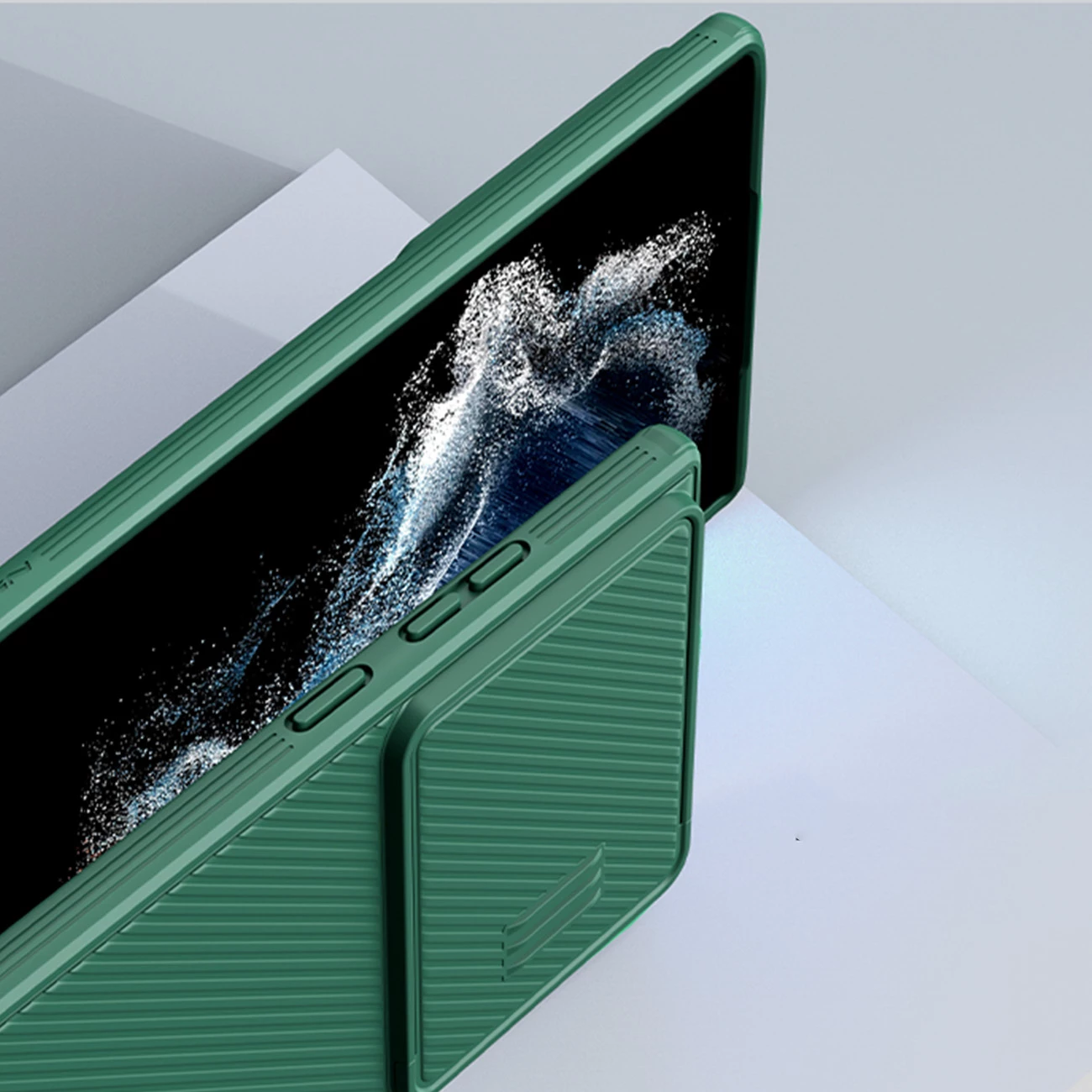 Mbështjellës Nillkin CamShield S Case për Samsung Galaxy S23 Ultra, me kapak kamere, Kaltër