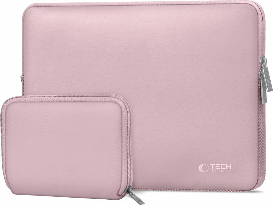 Kasë laptopi Tech-Protect NeoSlim 15-16", set me çantë për aksesorë, Rozë
