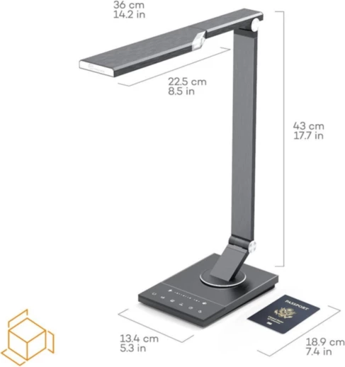 Llambë tavoline LED TaoTronics TT-DL16, kontroll me prekje, 12W, 1200lm, 5 moda ngjyre, USB 5V/2A, zi-gri